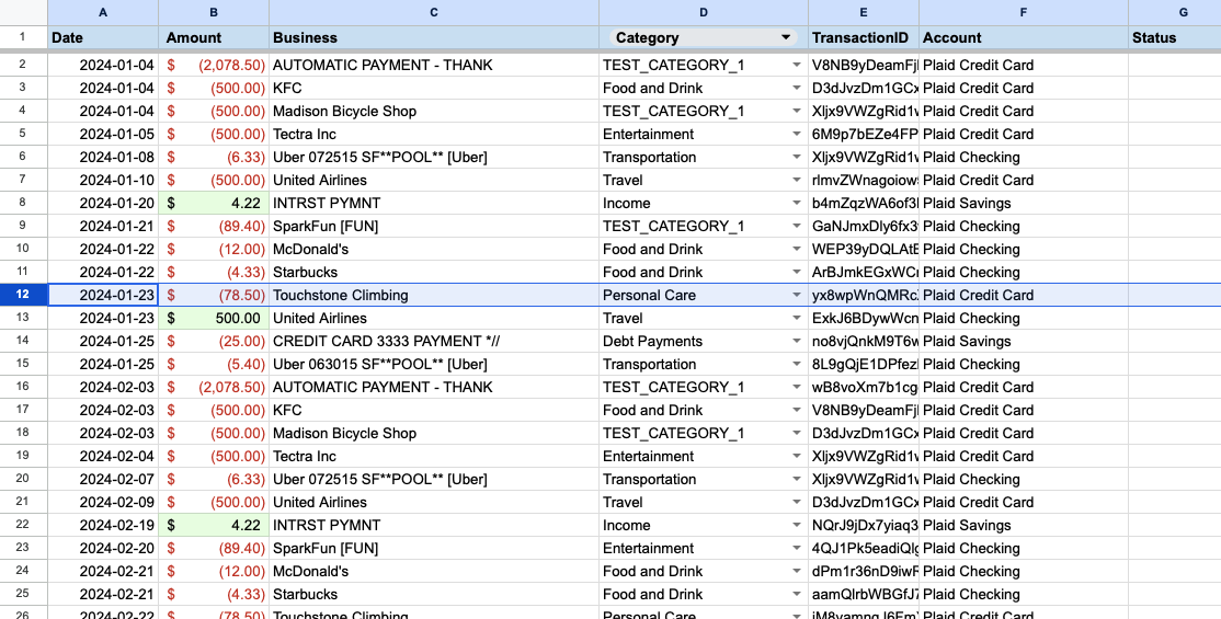 Transaction Imports screenshot
